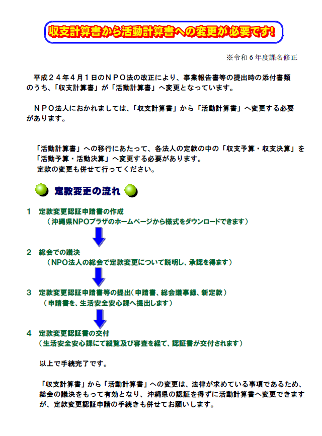 イラスト：平成24年法改正に伴い定款変更が必要です。