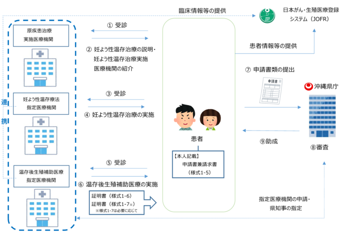 イラスト：温存後生殖補助医療申請フロー図