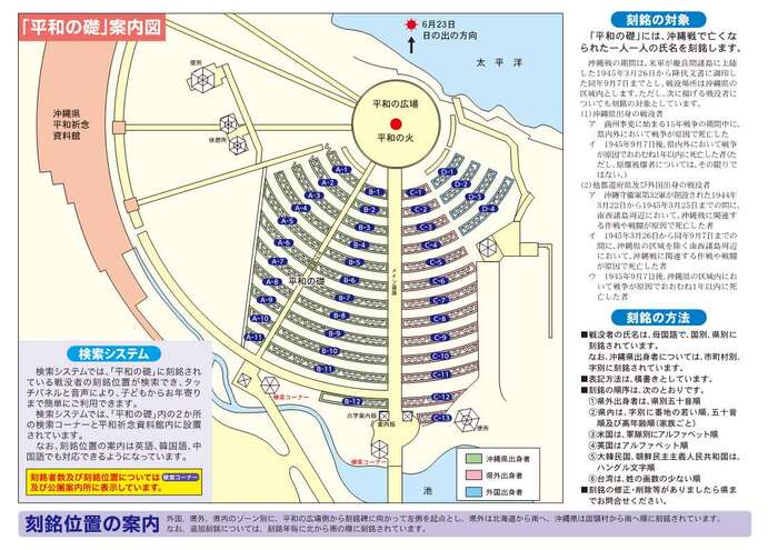 画像：「平和の礎」案内図（地図）