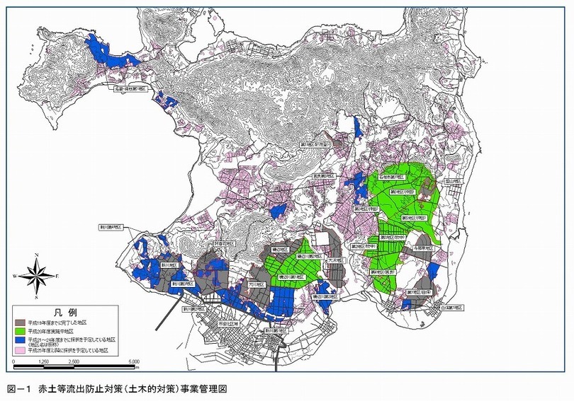 地図：赤土等流出防止農地対策（土木的対策）事業管理図