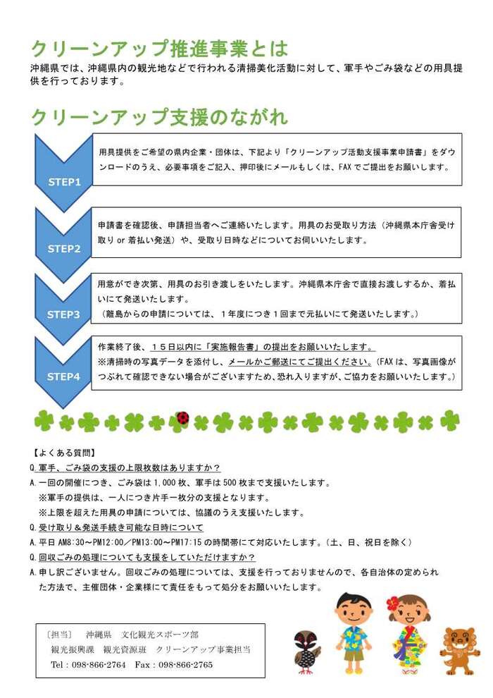 イラスト：クリーンアップ推進事業とは／クリーンアップ支援の流れ