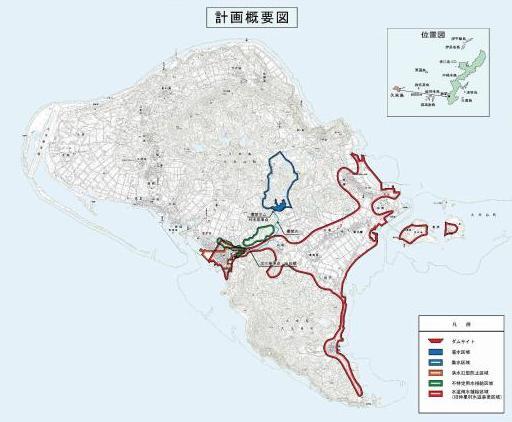 地図：儀間ダム位置及び流域図