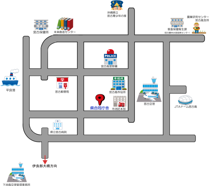 地図：宮古合同庁舎周辺