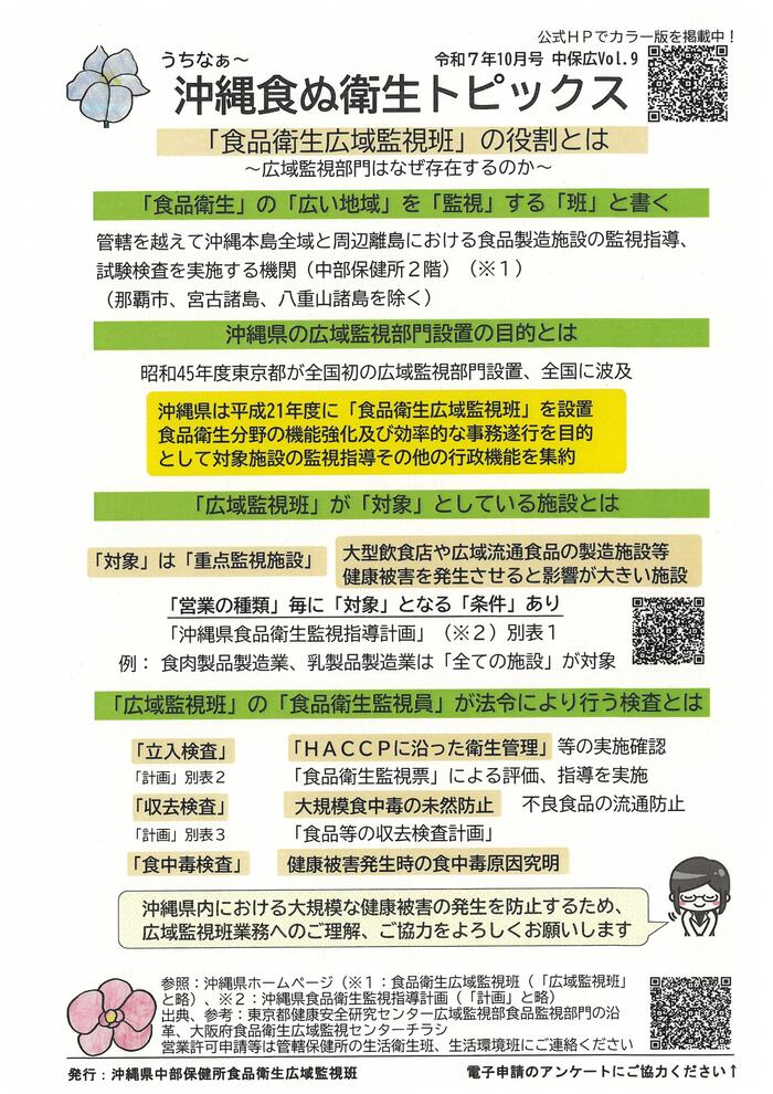 うちなぁ～食ぬ衛生トピックス令和7年10月号 中保広Vol.9