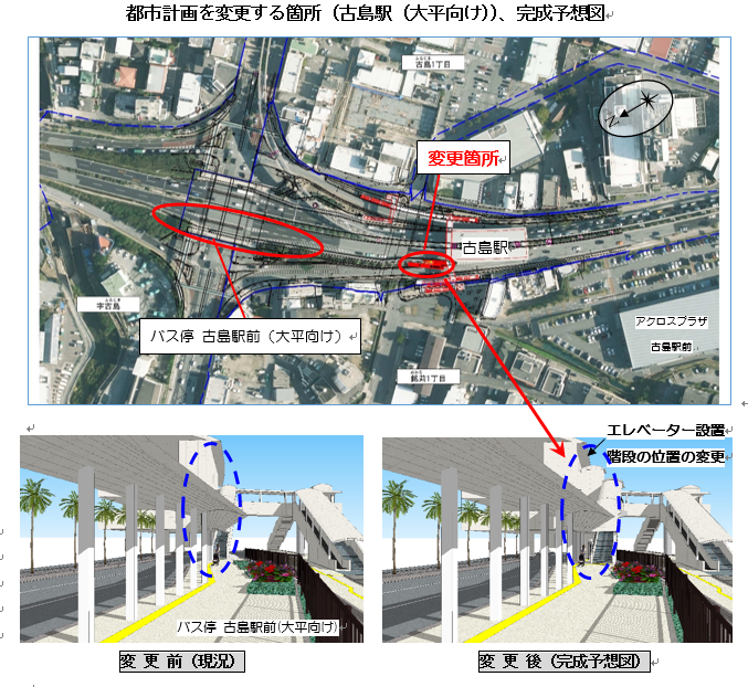 都市計画道路（古島駅）を変更する案のイメージ概要図