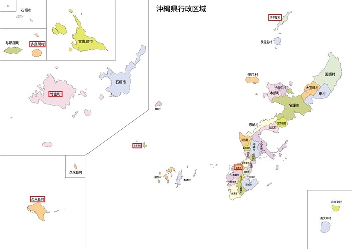 沖縄県内の市町村（地図）