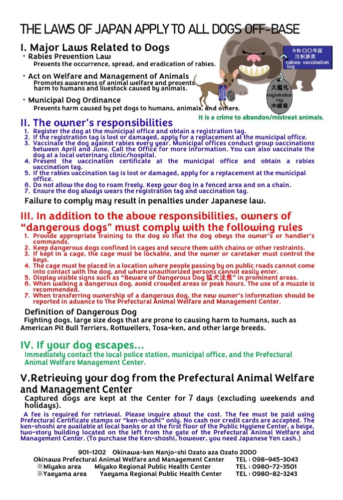 THE LAWS OF JAPAN APPLY TO ALL DOGS OFF